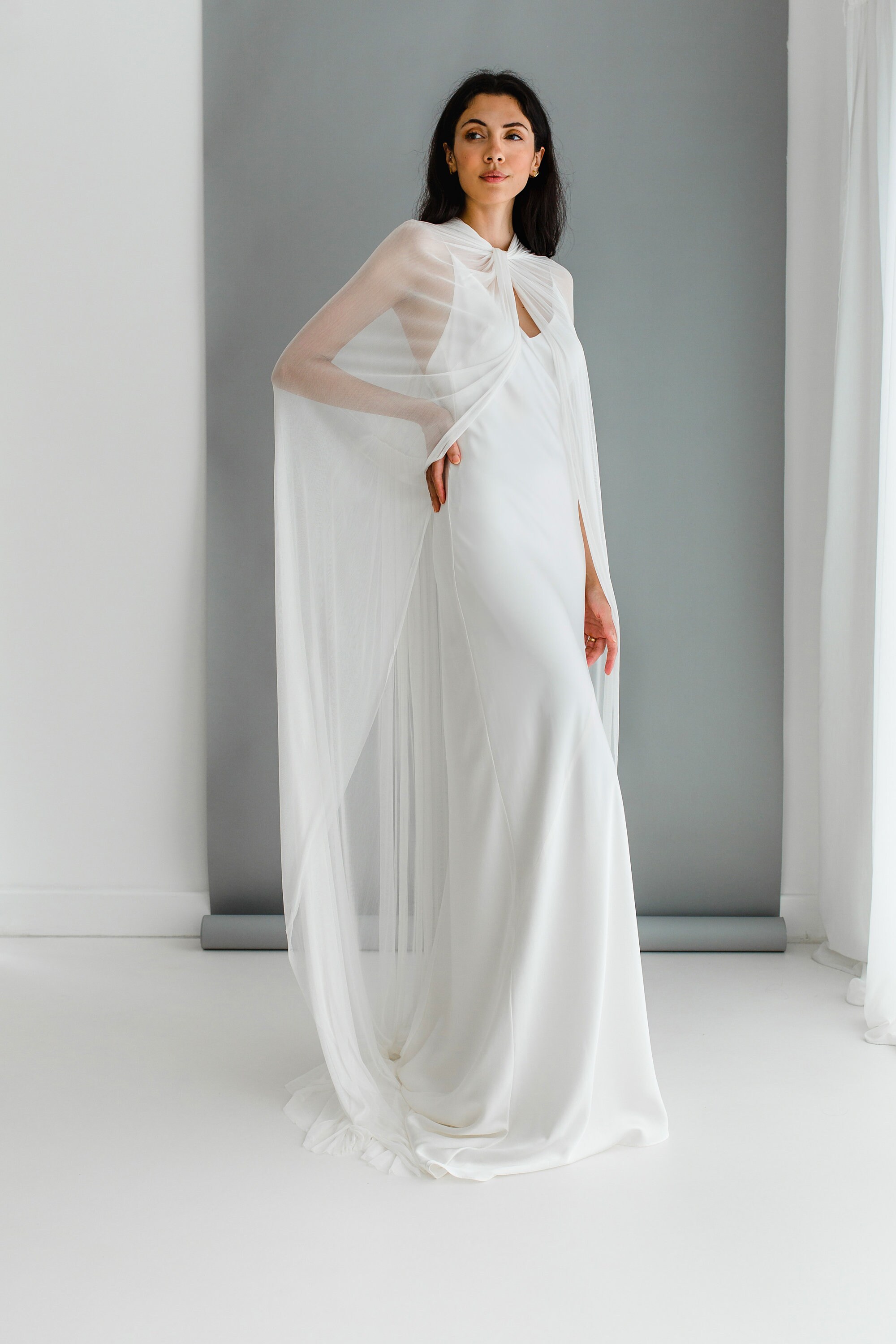 Modern Bridal Cape Minimalist Wedding Dress Cape Sheer Pure | Etsy UK