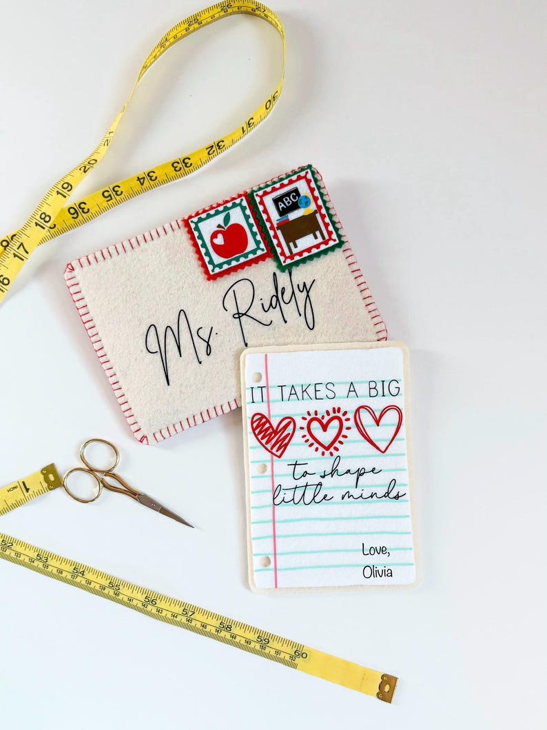 Personalized Teacher Keepsake, Custom Thank You Note From Student, Felt ...