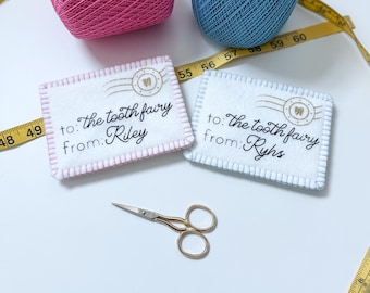 Felt Tooth Fairy Envelope Keepsake, Reusable Holder, Personalized Tradition (Classic collection)