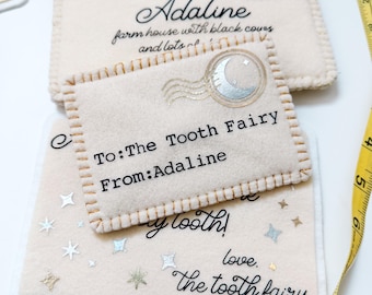 Felt Tooth Fairy Envelope, Under Pillow Pouch, Lost Tooth Keepsake (Minimalist)