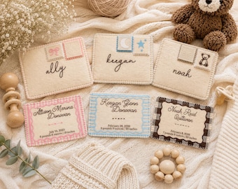 Souvenir de faire-part de bébé personnalisé, enveloppe et lettre en feutre personnalisées, cadeau de révélation de grossesse, héritage de nouveau bébé