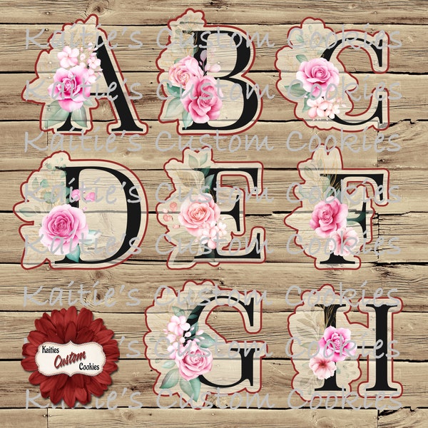 Floral Letter Cookie Cutters / Fondant Cutters / Clay Cutters / Eddie Printer / Edible Ink Printer