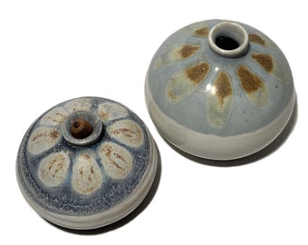 Pair (2) Studio Pottery Weed Vase and Oil Lamp  KS Kravec Studios