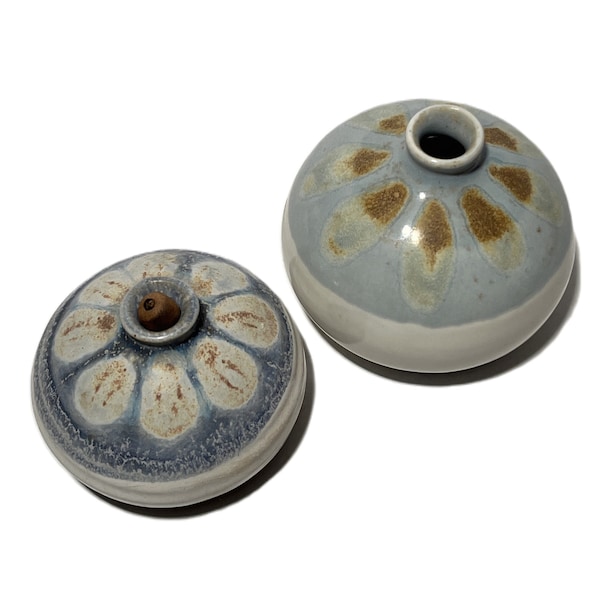 Pair (2) Studio Pottery Weed Vase and Oil Lamp  KS Kravec Studios