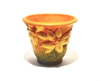 Antique  Roseville Art Pottery Clematis Planter Flower Pot Flowerpot