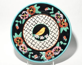 Italian Grazia of Deruta Hand Painted Pottery Plate by Dan Bleier for CASA Post Modern Dinnerware