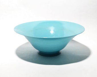 Large Opaline Blue Center Bowl Late Victorian or Early 20th Century Thin Edge
