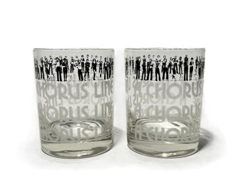 A Pair of Authentic Broadway A Chorus Line Double Old Fashioned Bar Glasses  c. 1975/1976