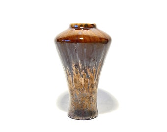 Vintage Arts & Crafts Pottery Vase w/ Metallic Brown Glaze