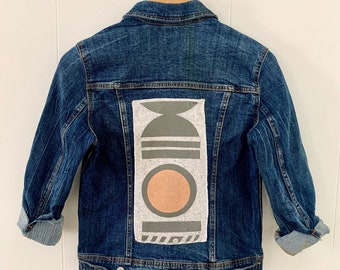 Upcycled Denim Orange Moon Jacket