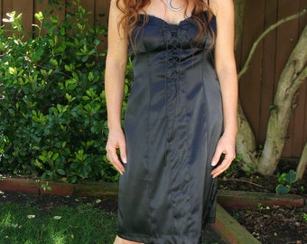 Vintage Black Corset Lace Up Party Dress