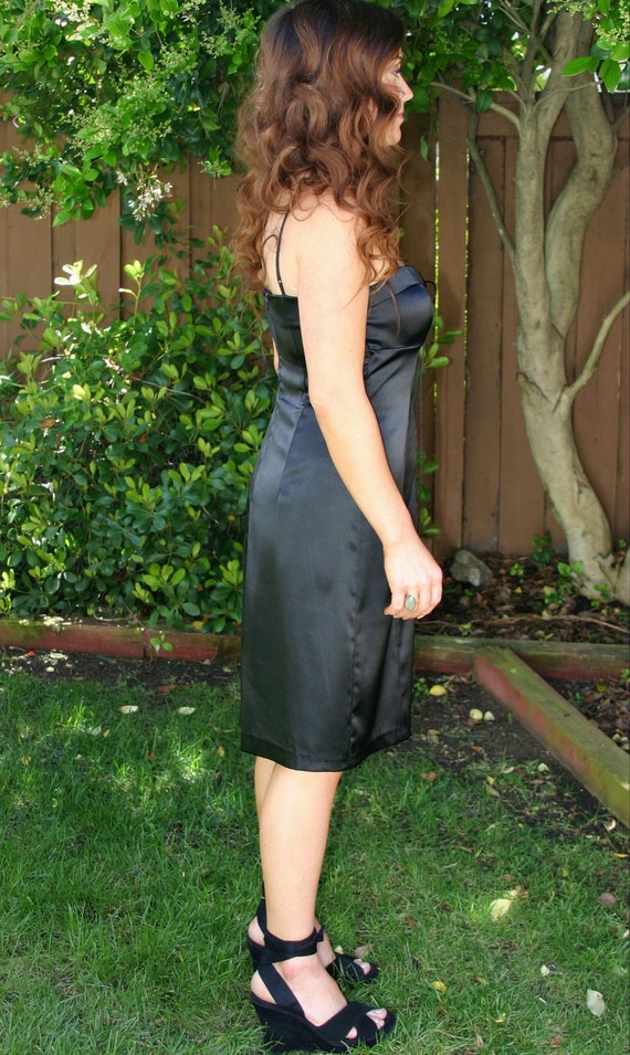 Vintage Black Corset Lace Up Party Dress - image 2