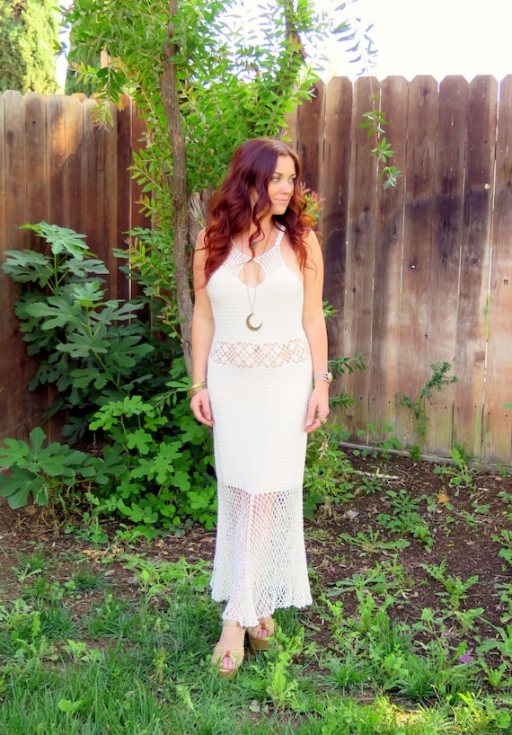 Vintage 70s Bohemian Hippie Goddess Wedding Maxi … - image 2