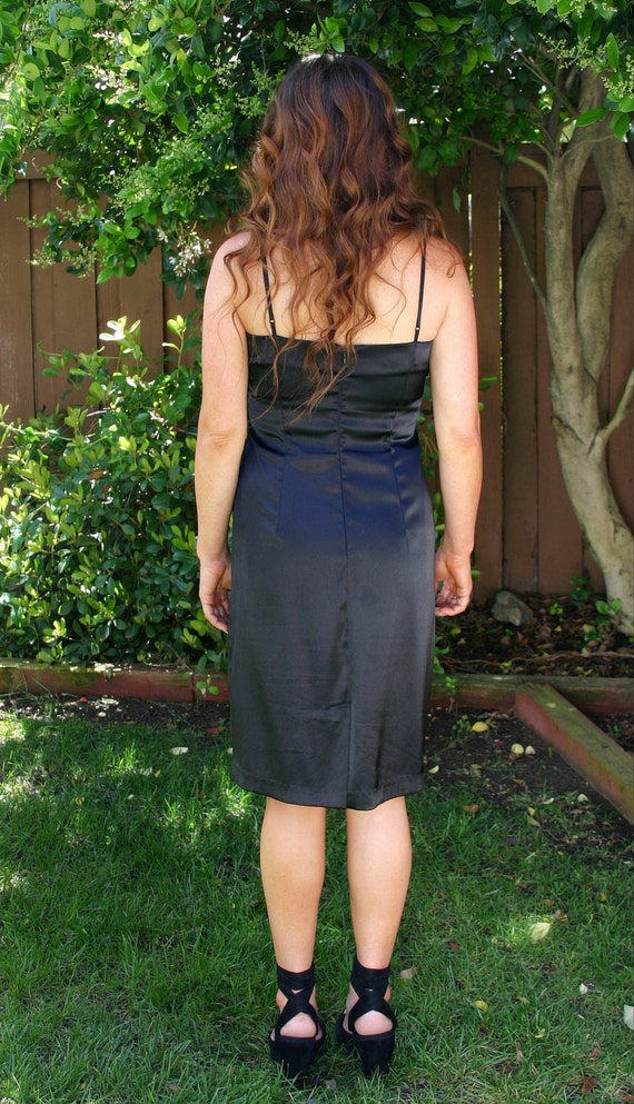 Vintage Black Corset Lace Up Party Dress - image 3