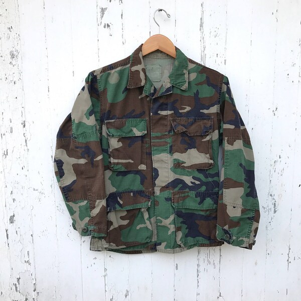 Vintage XS Camo Jacket Military Shirt Camougflage Sz XS