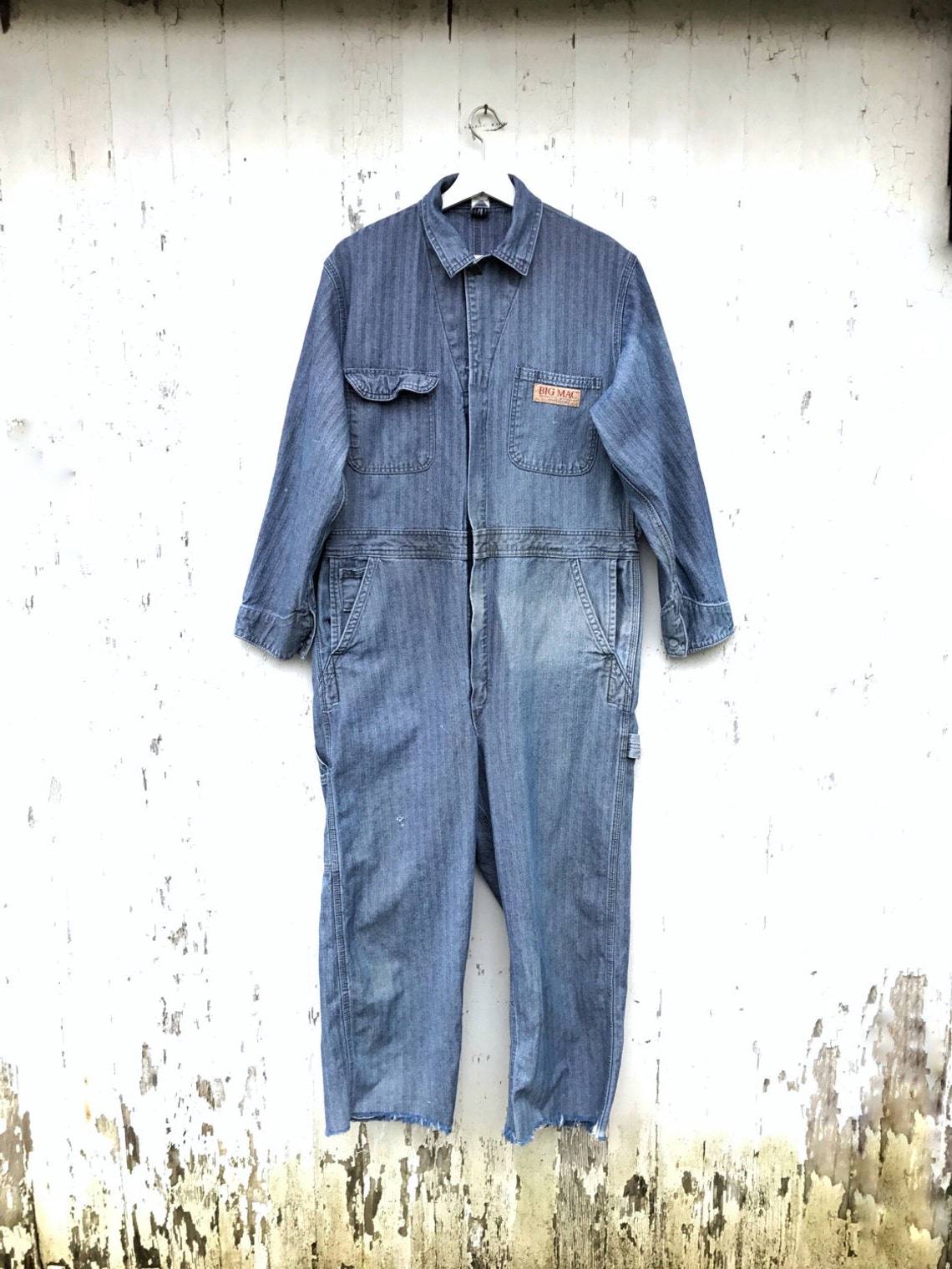 Denim Mechanic Coveralls Big Mac Jumpsuit Workwear Herringbone Etsy