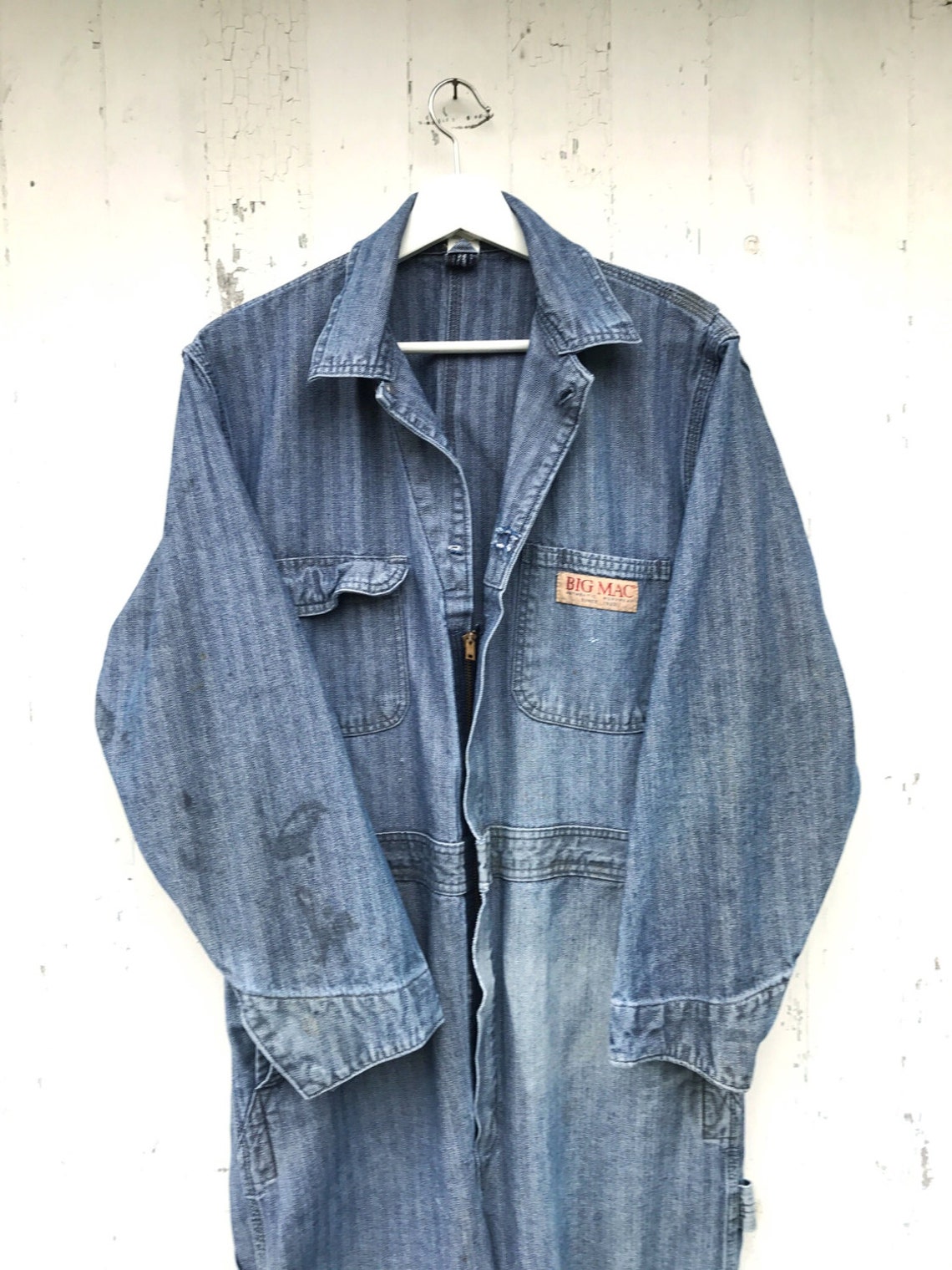 Denim Mechanic Coveralls Big Mac Jumpsuit Workwear Herringbone Etsy