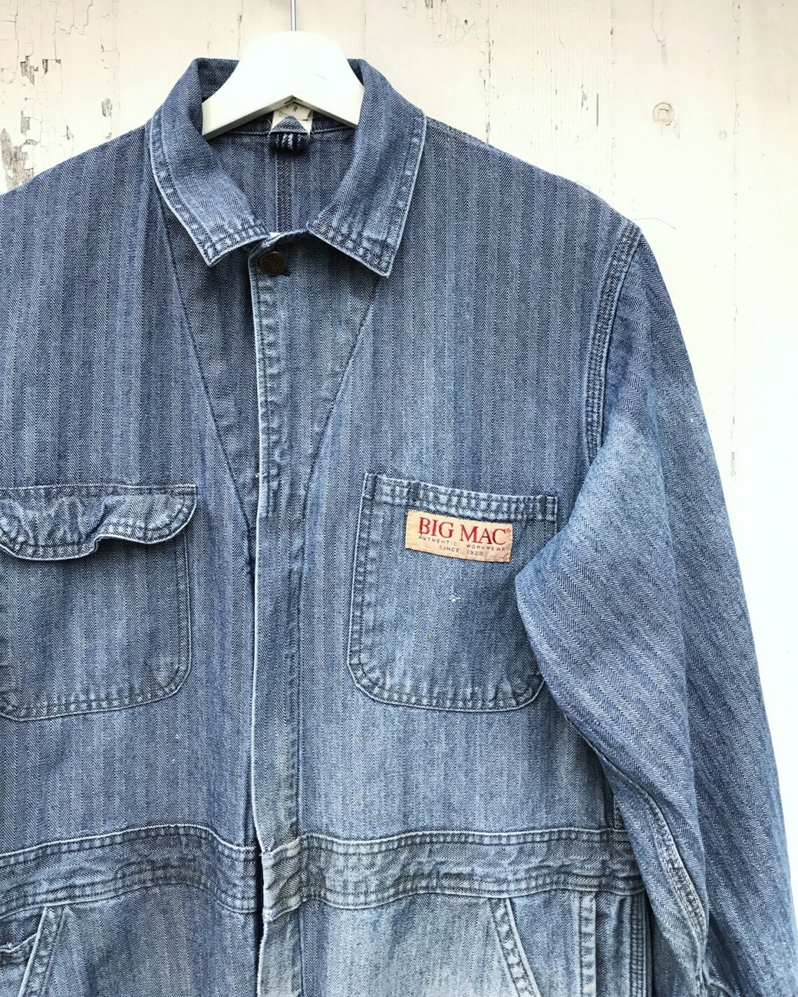 Denim Mechanic Coveralls Big Mac Jumpsuit Workwear Herringbone Etsy