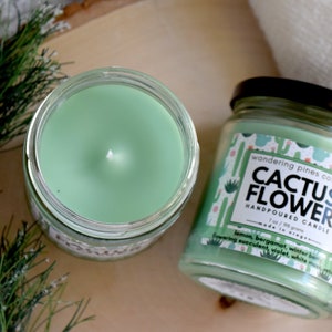 Cactus Flower Handpoured scented candle, Spa Type Scent, Clean scented candle, Home fragrance, Home decor image 4