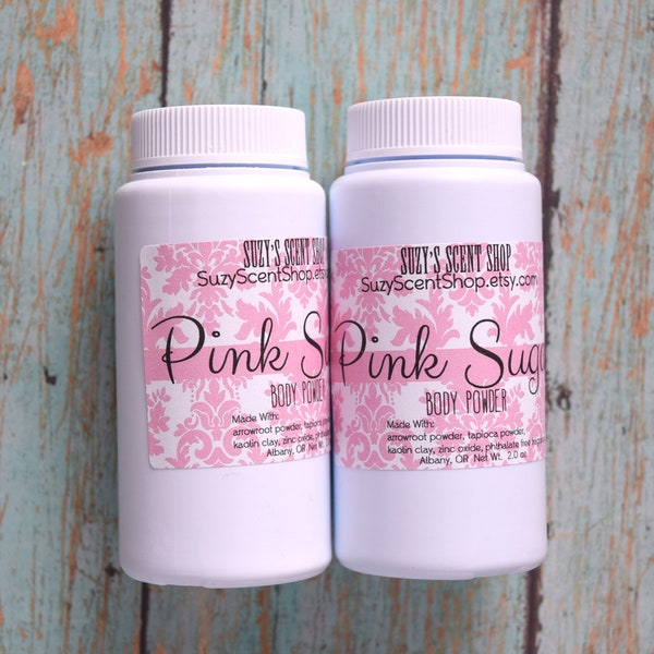 Dry Shampoo- Silky Dusting Body Powder - Pink Sugar - Talc Free  - Bath and Body - Deodorizing Powder