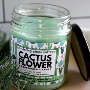 Cactus Flower Handpoured scented candle, Spa Type Scent, Clean scented candle, Home fragrance, Home decor image 5