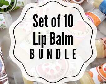 Lip Balm Variety Pack, Vegan Lip Balm, Lip balm bundle,  Lip Care, Party Favor, Stocking Stuffer, Choose ten flavors