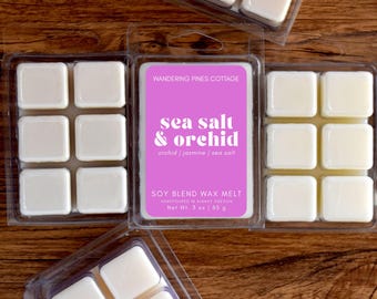 Sea Salt and Orchid wax melts for warmers Clamshell Wax Melt tart, Spring Home fragrance