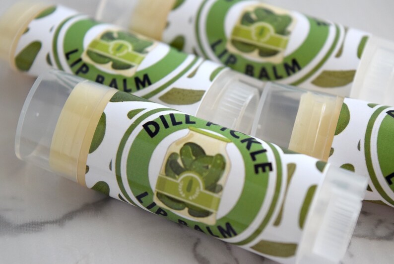 Dill Pickle Lip Balm, Novelty Gift, Vegan Lip Balm, Natural Lip Moisturizer, Gag Gift, Pickle Lover Gift, Party Favor Lip Balm image 1