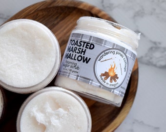 Toasted Marshmallow Foaming Sugar Scrub, Exfoliating Cleanser, Body Scrub and Polish