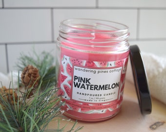 Scented Candle, Pink watermelon, Handpoured Spring Summer Scent,  Home fragrance, Home decor