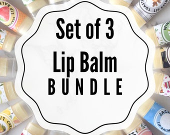 Lip Balm Variety Pack, Lip Balm Bundle,  Lip balm, Lip Care, Party Favor, Choose three flavors , flavored lip balm