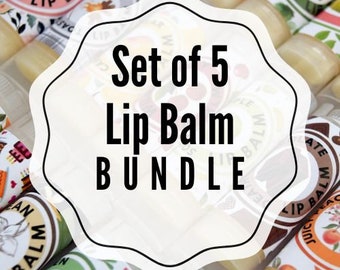 Lip Balm Variety Pack, Vegan Lip Balm, Choose Five Flavors, Handmade Natural Lip balm,