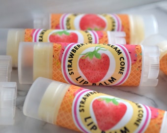 Strawberry Ice Cream Cone Lip Balm, Vegan Lip Balm, Lip Repair, Moisturizing Lip Care