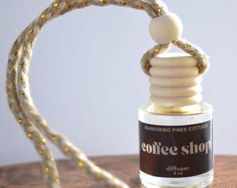 Coffee Shop Hanging Air Freshener Diffuser, Reed diffuser for car, odor eliminator, espresso scented