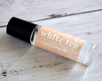 White Tea Scented Perfume Oil Roll On: Handmade Coconut Oil Blend
