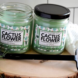 Cactus Flower Handpoured scented candle, Spa Type Scent, Clean scented candle, Home fragrance, Home decor image 6