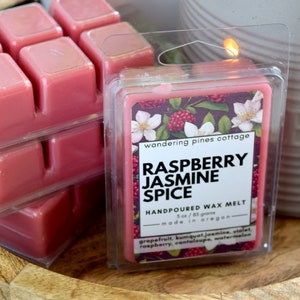 Raspberry Jasmine Spice Wax Melt, Wax Tart for warmers, Clamshell Wax Melt, fragrance for the home image 4
