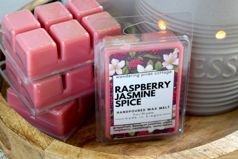 Raspberry Jasmine Spice Wax Melt, Wax Tart for warmers, Clamshell Wax Melt, fragrance for the home image 4