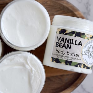 Vanilla Bean Body Butter, Shea body cream, hand and body lotion, emulsified body butter