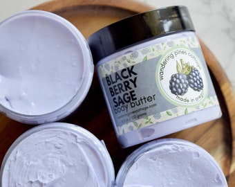 Blackberry Sage Body Butter, lotion with shea butter, hand and body lotion, moisturizing body cream
