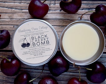 Solid Lotion Tin, Travel Lotion, Black Cherry Bomb, Solid lotion bar, foot balm, Lotion for Dry Skin, Solid body lotion, zero waste