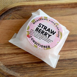 Strawberry Conditioner Bar, zero waste, hair care, plastic free solid conditioner image 2