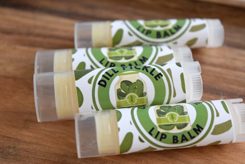 Dill Pickle Lip Balm, Novelty Gift, Vegan Lip Balm, Natural Lip Moisturizer, Gag Gift, Pickle Lover Gift, Party Favor Lip Balm image 2