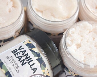 Vanilla Bean Foaming Sugar Scrub, Exfoliating Cleanser