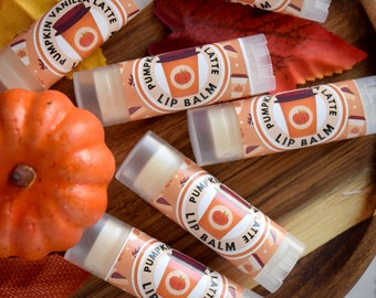 Pumpkin Vanilla Latte Flavored Lip Balm, Vegan lip balm, Coffee party favor, Fall Lip Balm Flavor