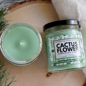 Cactus Flower Handpoured scented candle, Spa Type Scent, Clean scented candle, Home fragrance, Home decor image 1