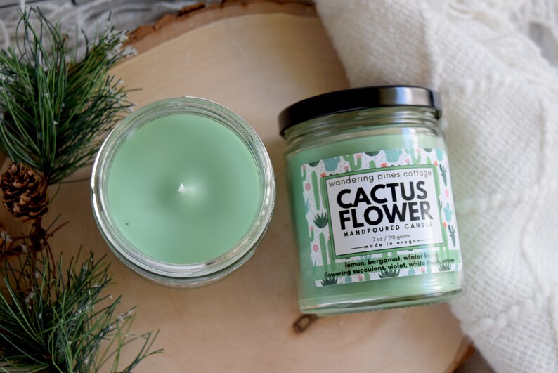 Cactus Flower Handpoured scented candle, Spa Type Scent, Clean scented candle, Home fragrance, Home decor image 1