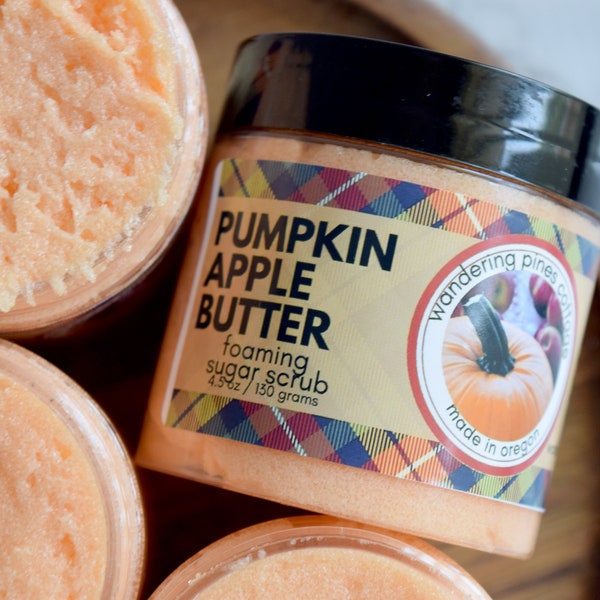 Pumpkin Apple Butter Foaming Sugar Scrub, Exfoliating Cleanser, Body Scrub, Fall Scented