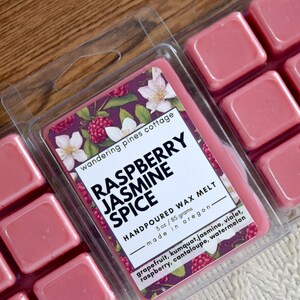 Raspberry Jasmine Spice Wax Melt, Wax Tart for warmers, Clamshell Wax Melt, fragrance for the home image 3