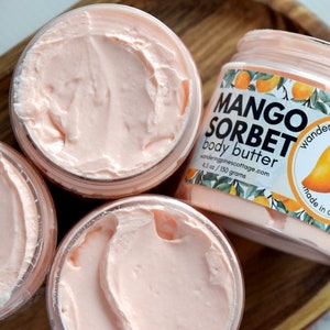 Mango Sorbet Body Butter, Shea body cream, hand and body lotion